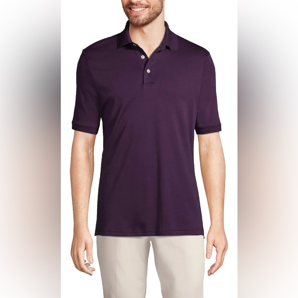Lands' End Traditional Fit Supima Polo in BlackBerry